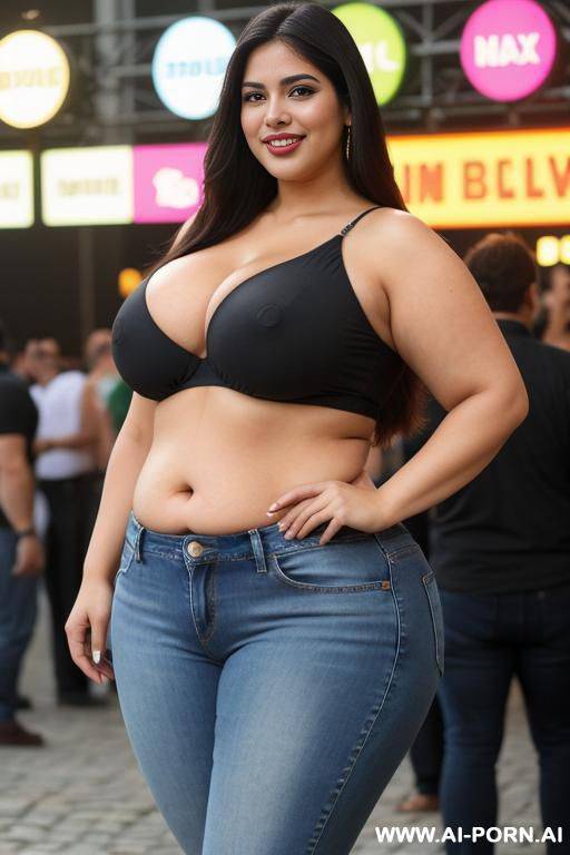 mexican, supermodel, very rotund, huge body, hourglass figure, big nose, ethnic, ultra wide hips, extremely thicc, big thighs, eyeliner, high rise jeans - #main
