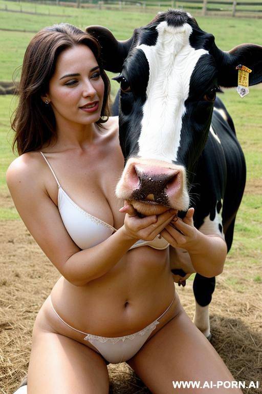 real cow (real animal, not a human) with gigantic udder (only cow on the picture), huge teats - #main