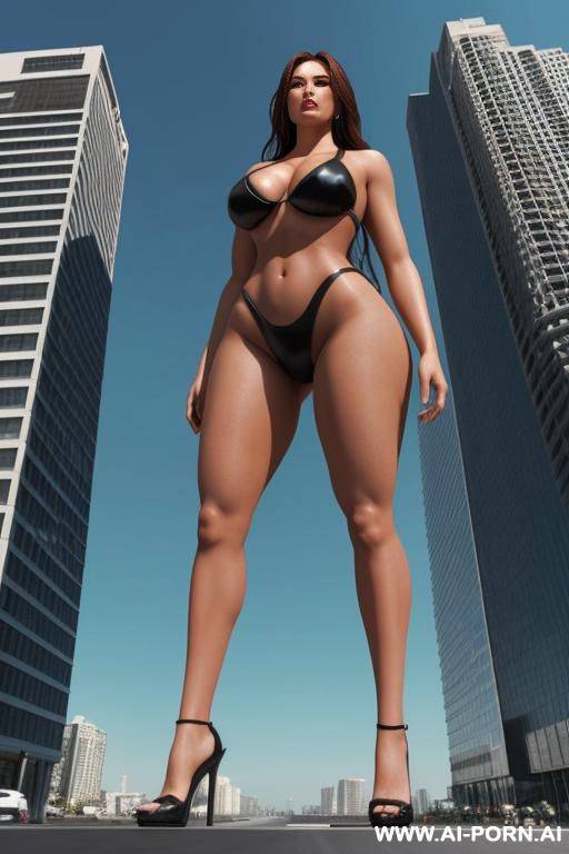 ultra realistic giantess. (((full body view))). view from below her - #main