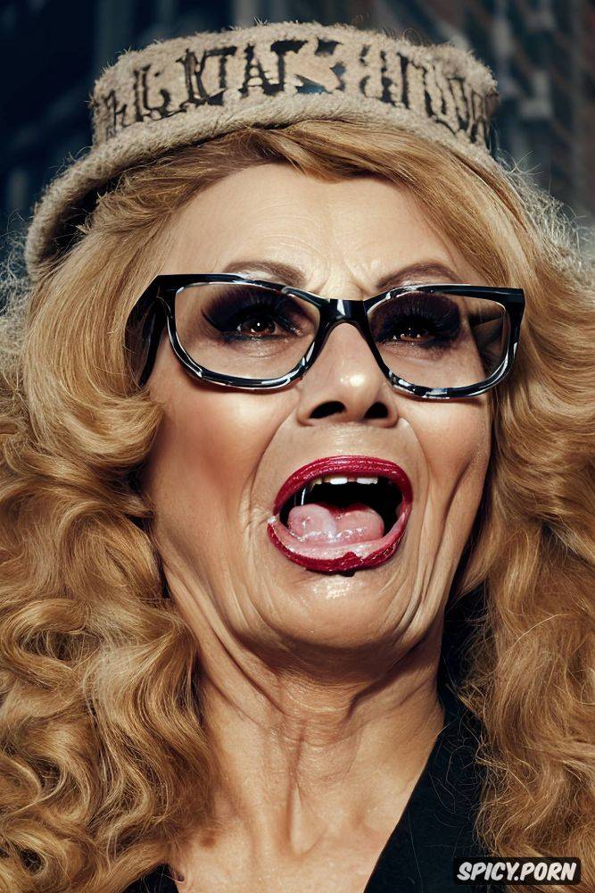 crossed eyes, nazi garrison cap on head, sophia loren, eyes rolling back - #main