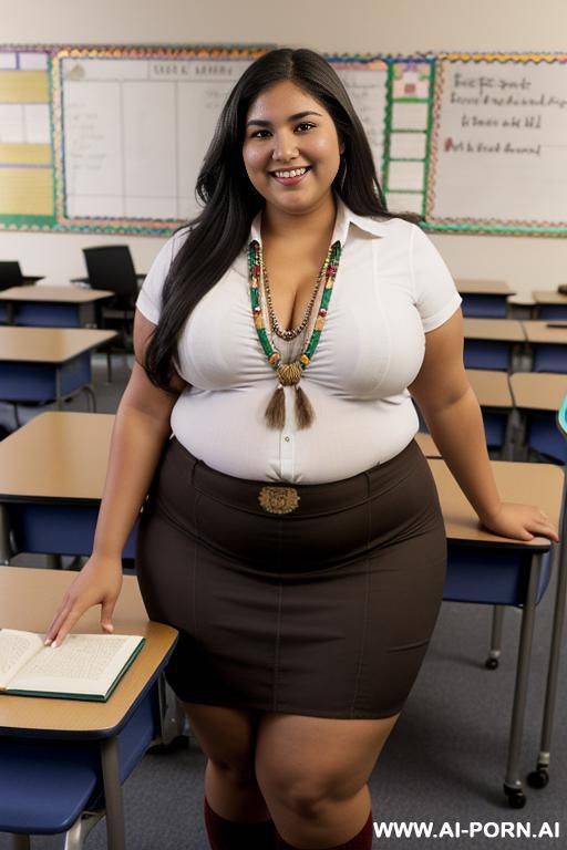 mexican, nerd, huge nose, dark skin, holding books, extremely fat hourglass figure - #main