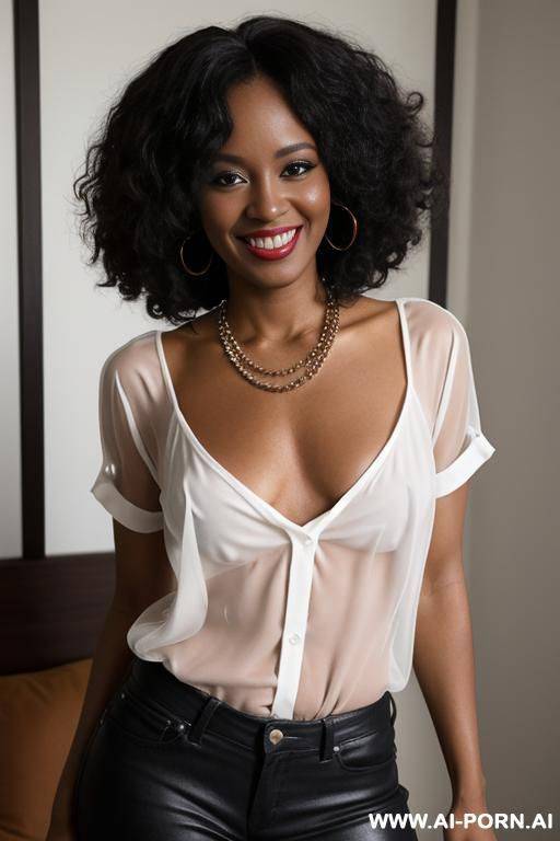 mature nude with opened transparent white blouse and no bra - #main