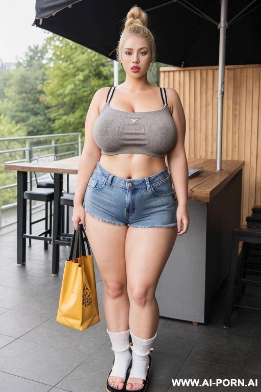 (((full body shot))), (((socks with sandals))), poland, jeans short - #main