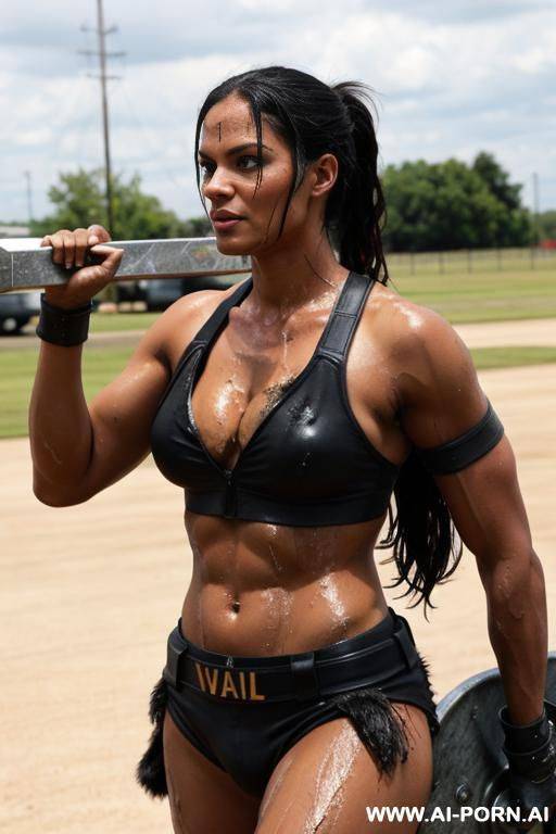 valkyrie returning from training, sweat, dirty - #main