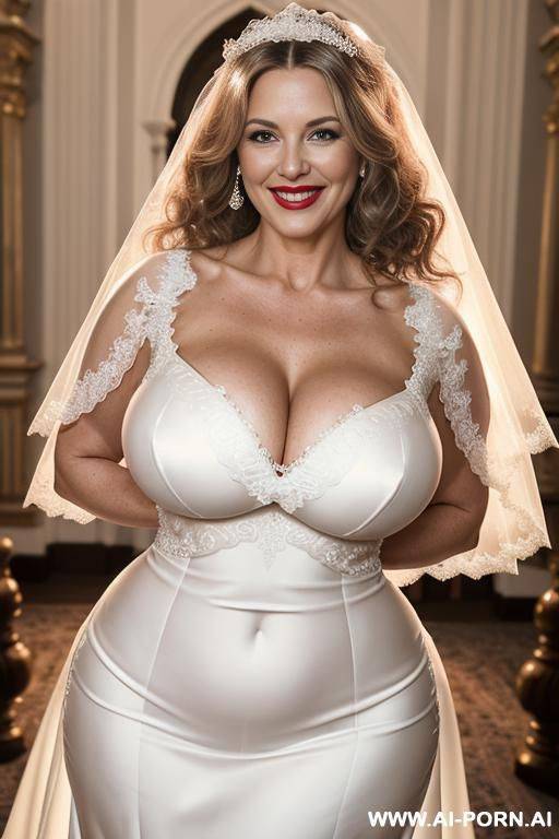 (((wide hips))) rounded, ((hourglass)) body, narrow waist, natural beauty, nice smile, eye contact, curly long hair, tight belly, lipstick, topless nude, erect nipples - #main