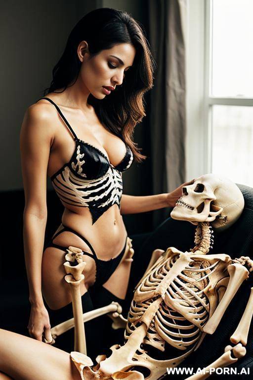 woman is kussing a skeleton - #main