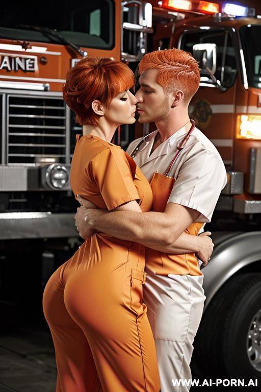 realistic, beautiful face, fair white wet skin, sexy body, perfect natural breasts, makeup, eye contact, naked woman among three naked men with long penises to fuck her, men hug her, grab her breasts and ass, kiss her, fucking her - #main