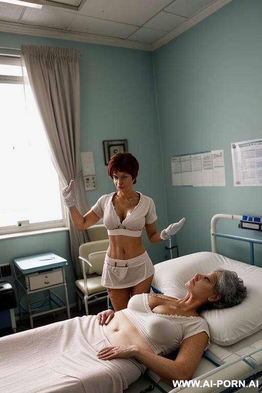 two characters on the image: doctor (elderly man) and woman (came to see a doctor); a woman is being inspected by a breast specialist to diagnose a medical condition, doctor stands in front - #main