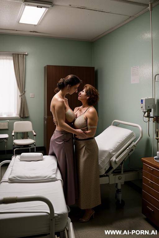 two characters on the image: doctor (elderly man) and woman (came for a preventive check-up by a doctor); a woman is being inspected by a breast specialist to diagnose a medical condition, - #main