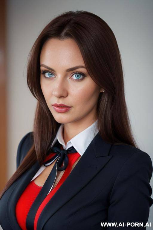 massive round boobs, perfect boobs, business shirt, ((ribbon)), pencil skirt, shocked face - #main