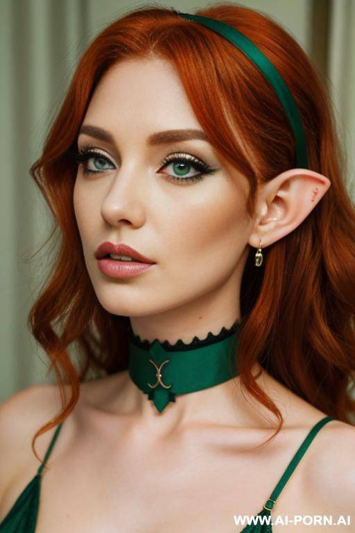 (elf ears) (choker) (green eyes) - #main
