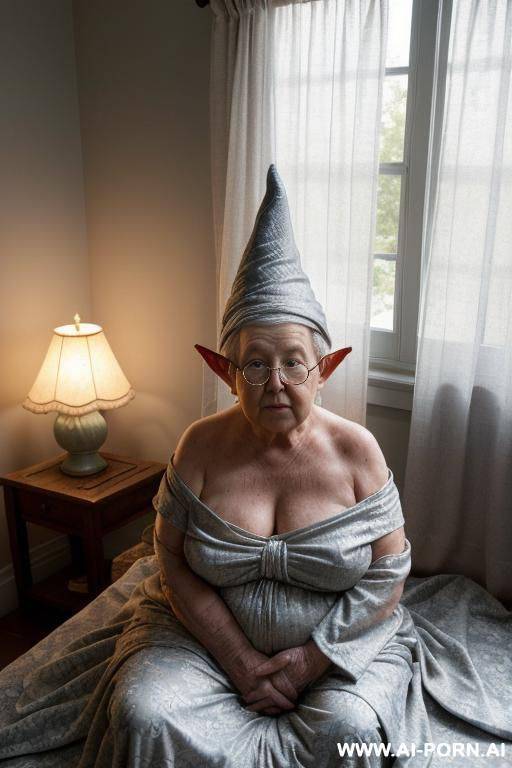 midnight! amateur suburban grandma ((softly built with a natural fullness!)). she is (partially sitting up in bed!) (legs stretched out under the blanket!) ((supported by pillows behind her back!)) - #main