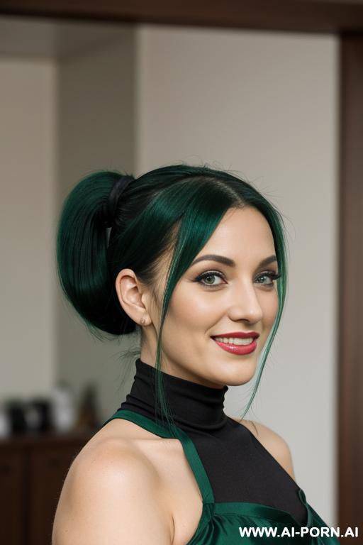 dark dress, dark green hair. - #main