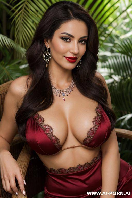 arafed woman with big breasts posing in a traditional feedingbreast (perfect boobs) (arabic) (german) (russian) (cumshot) (blowjob) (dirndl), natural boobs, looks seductively at the viewer, eye contact, - #main