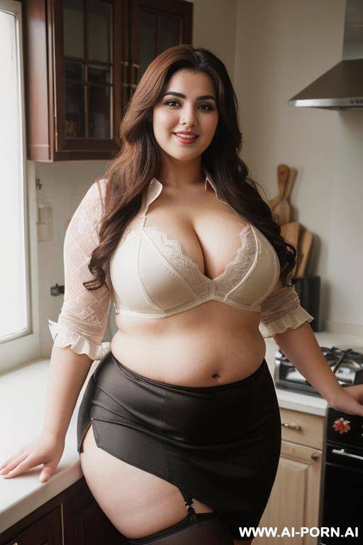 bbw, fat hourglass shape, arafed woman with big breasts posing in a traditional (perfect hot fat housewife - #main