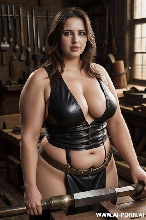 female blacksmith, sexy, attractive, strong, obese - #main