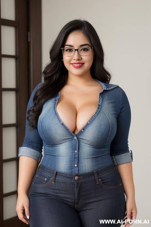 mexican, nerd, pretty face, hourglass shape, very pudgy - #main