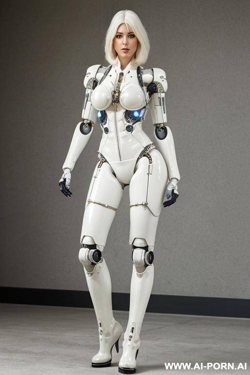 beautiful realistic taur-women cyborg robot, detaleid face, latex skin white color, covered to latex, and robotic boots, hd image quality no background. - #main