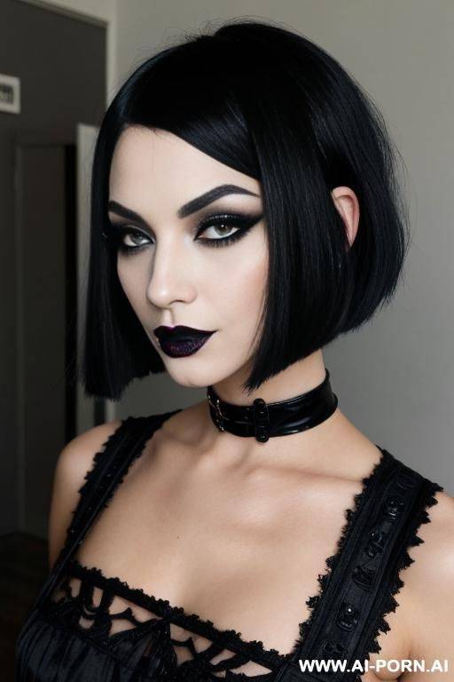 blunt bob, gothic, black lipstick, makeup, - #main