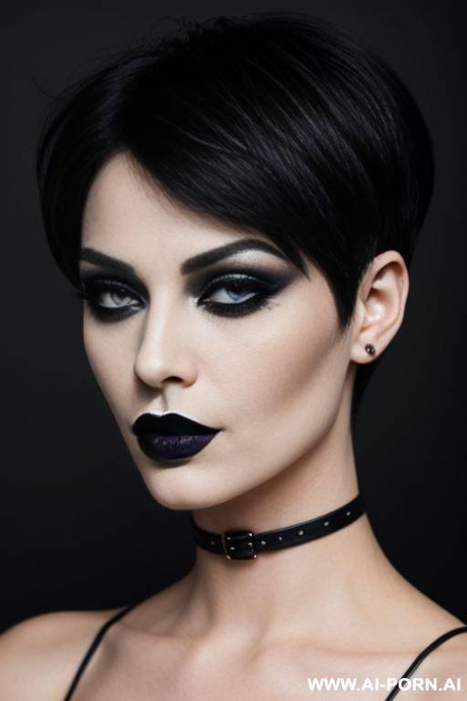 genderless haircut, gothic, black lipstick, makeup, - #main