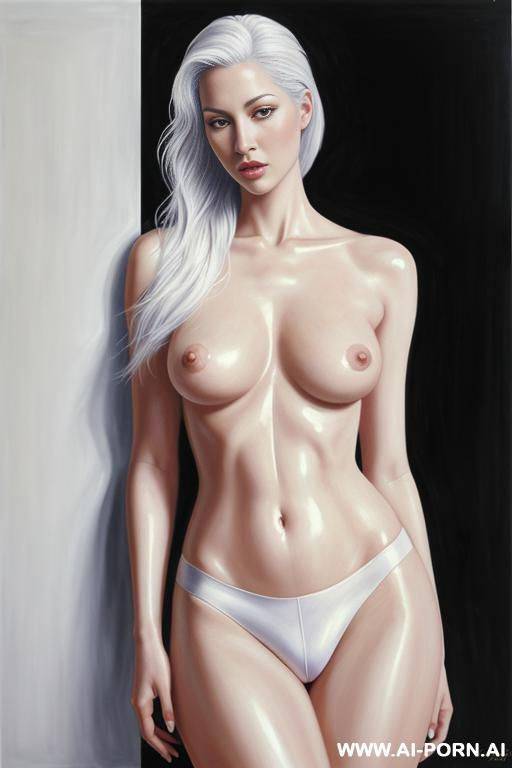 hyperrealism painting: very beautiful sexy orgazm face, white skin. standing full-length view. art. - #main