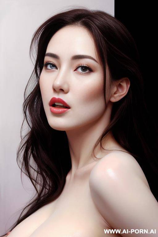 hyperrealism painting: very beautiful sexy orgazm face, very milky-white skin. full body wiew. - #main