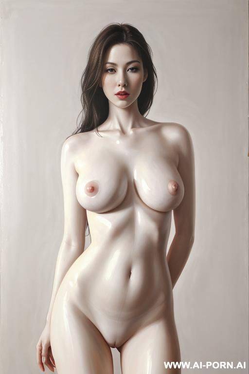 hyperrealism painting: very beautiful sexy orgazm face, very milky-white skin. standing full-length view. art. - #main