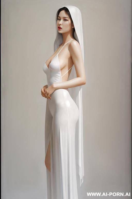 hyperrealism painting: very beautiful sexy orgazm face, very white skin. standing full-length view. art. - #main