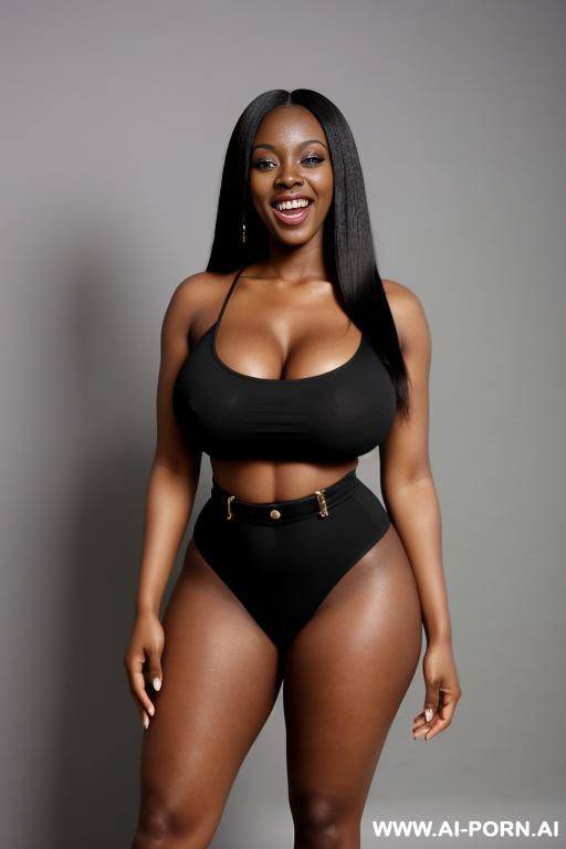 black african with loose crop top wide hips and massive boobs no panties - #main