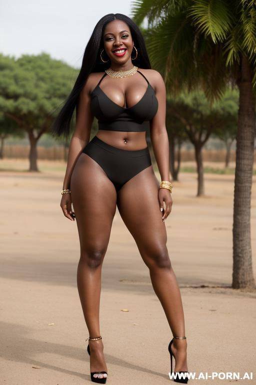 black african with skimpy crop top wide hips and massive boobs - #main