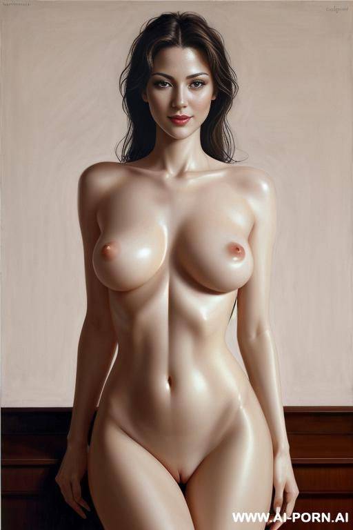 hyperrealism painting. very beautiful sexy orgazm slight smile face, totally nude perfect body. in random various sexual poses. in random various places. accessories. full-length view. art. - #main