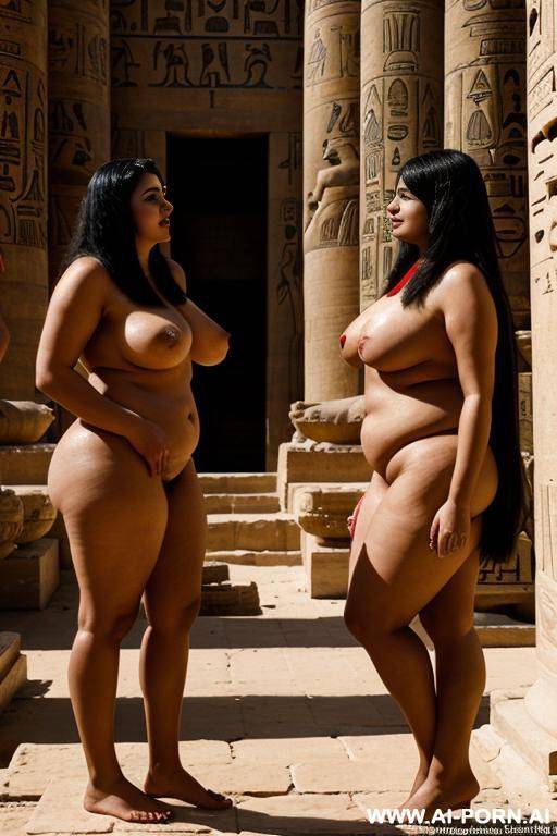 a anciwnt egyptian full naked chubby devote female temple servant is screened by an egyptian pharao and his wife - #main