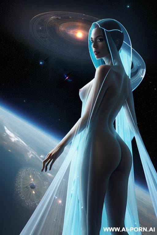 (close up) (extraterrestrial princess) (transparent royal gown) (space observation room) - #main