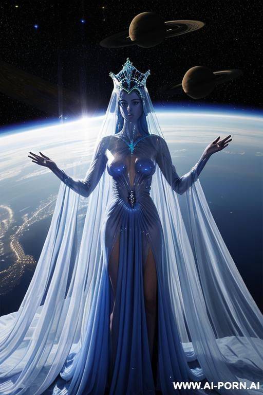 (close up) (extraterrestrial princess) (transparent royal gown) (space observation room) - #main