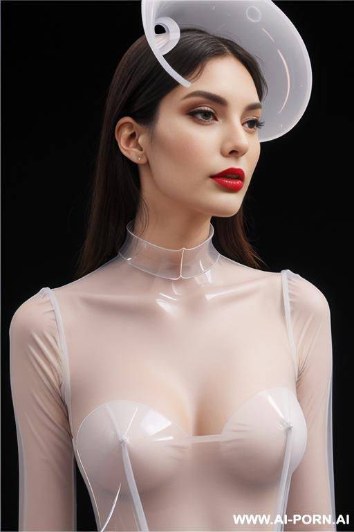 big transparent funnel collar, big funnel around neck, plastic funnel, ((funnel cup neck)) - #main