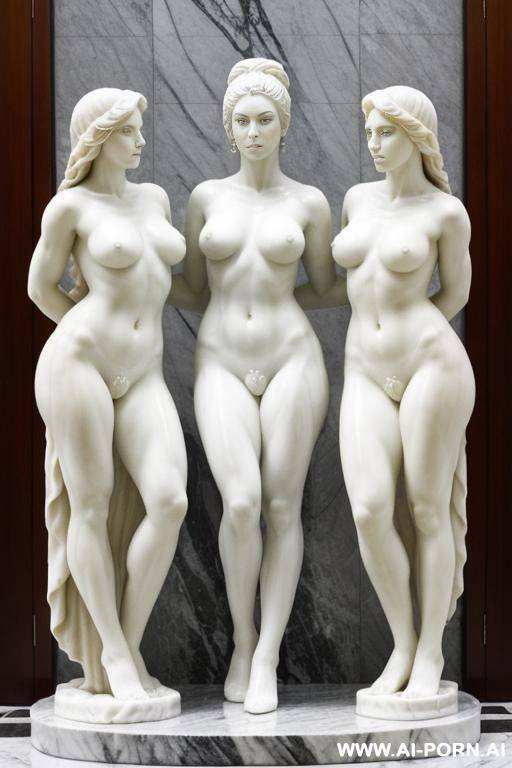 portrait of multiple gorgeous brazilian bimbos partially transformed into marble statues - #main