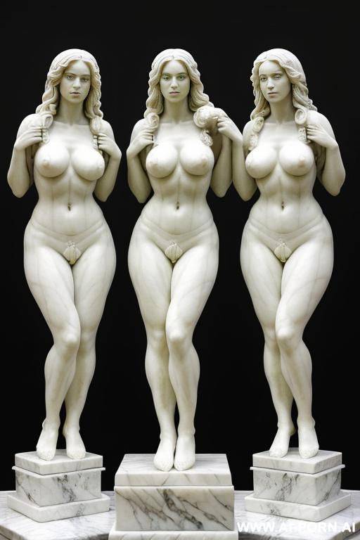 portrait of multiple gorgeous brazilian bimbos transforming into marble statues - #main