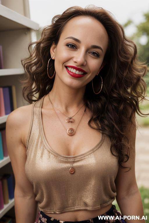 without bra, navel exposed, golden velvety saree, long hair, beautiful teeth - #main