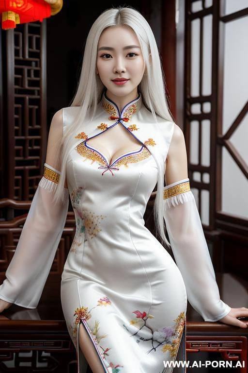 masterpiece, fine details, breathtaking artwork, painterly art style, high quality, k, very detailed, high resolution, exquisite composition and lighting, white skin, (((chinese mother wear china dress)))), cum on hair, cum on pussy, cum on face, - #main