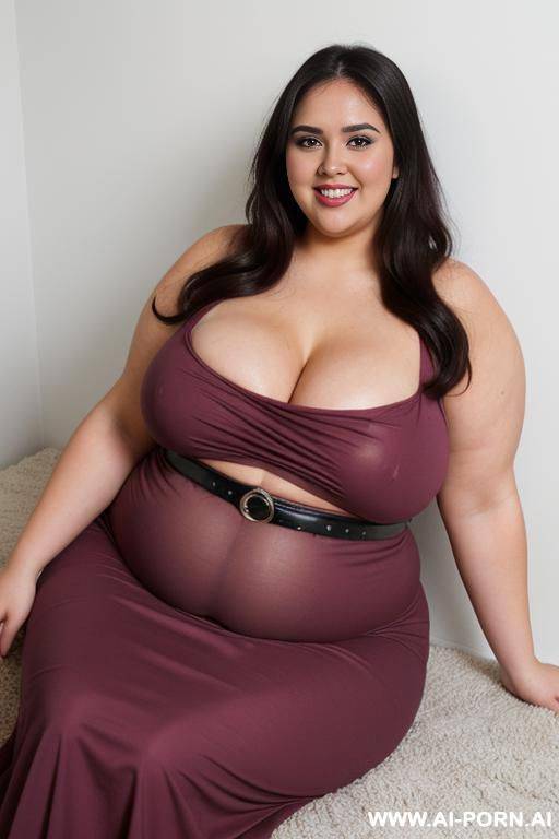 latina, pushing vacuum, tight sundress, plumped up, she’s touching her belly, licking her lips, sign on wall says “sealed”, ssbbw, rotund, laying on her back - #main