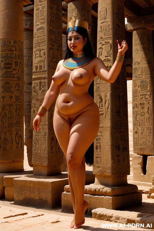 ancient egyptian full naked chubby female servant with shaved vagina is requested to perform an erotic dance in a colourful temple - #main