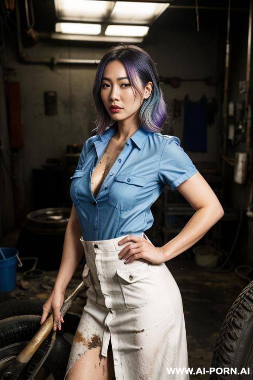 asiatische domina mit nack eingeöl brüs - #main
