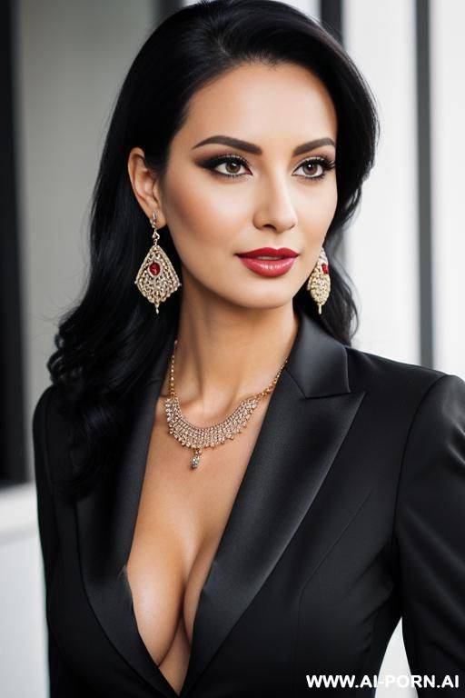 beautiful face, full makeup, earrings, necklace, seductive - #main