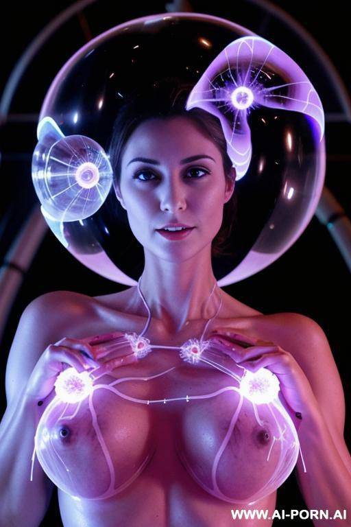 ((veins coming out from her nipples like from the middle of a plasma ball)) - #main