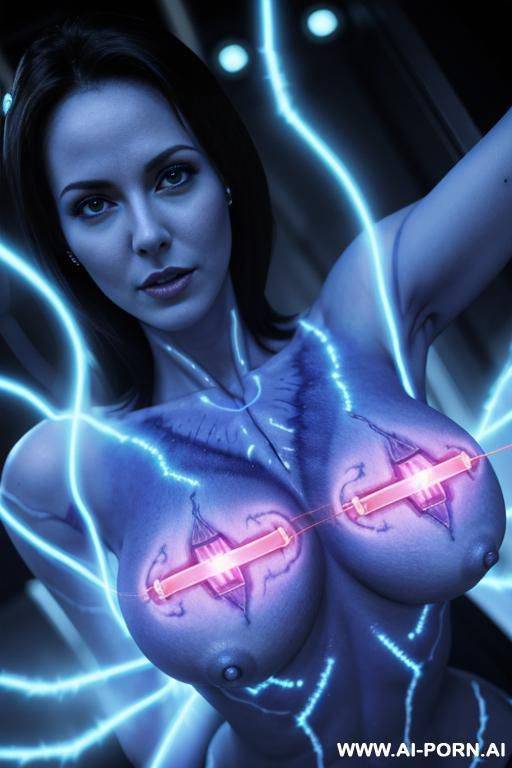 ((plasma bolts coming out from her nipples and all over her boobs like veins)) - #main