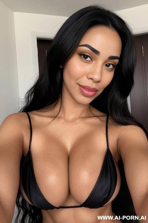 british white african mixed race, perfect gigantic boobs, big lips, large lips, long voluminous wavy hair, extreme closeup from below, eye contact - #main