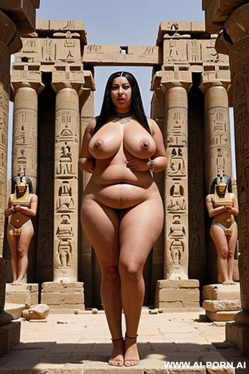 ancient egyptian chubby priestess is screening her chubby full naked female temple servants in an ancient egyptian temple - #main