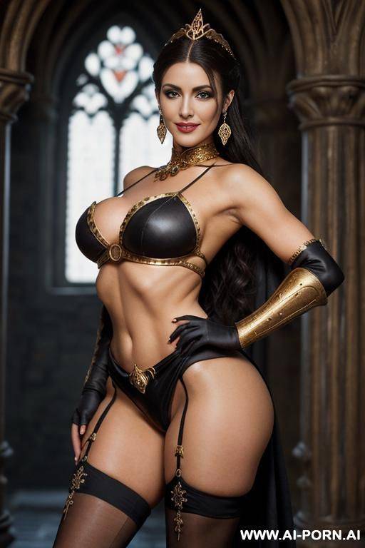(beautiful knight milf), (((realistic look, super realistic))) (((frontal view))) ((strong milf stout body)) ((perfect butt)) ((perfect round tits)) ((beautiful big inviting eyes)) ((eye contact)) - #main