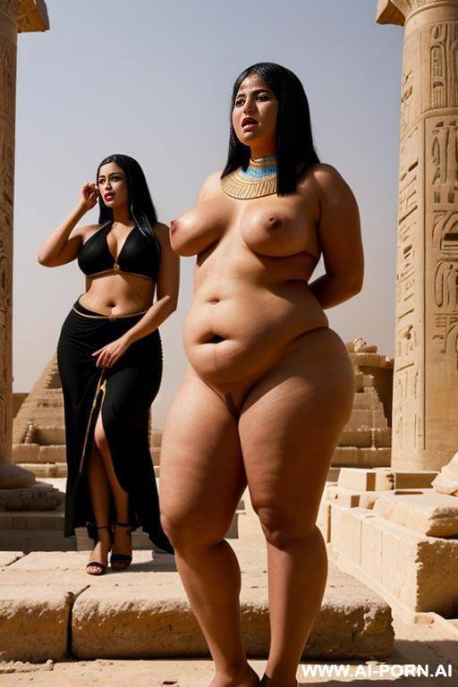 a full naked chubby devote female egyptian temple servant is screened by an egyptian pharao and his wife - #main