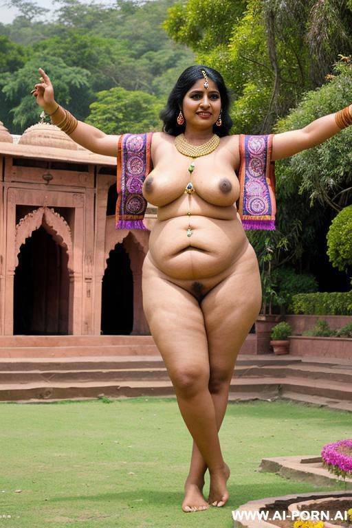 ancient indian chubby full naked female with shaved vagina is dancing in a colourful indian garden - #main